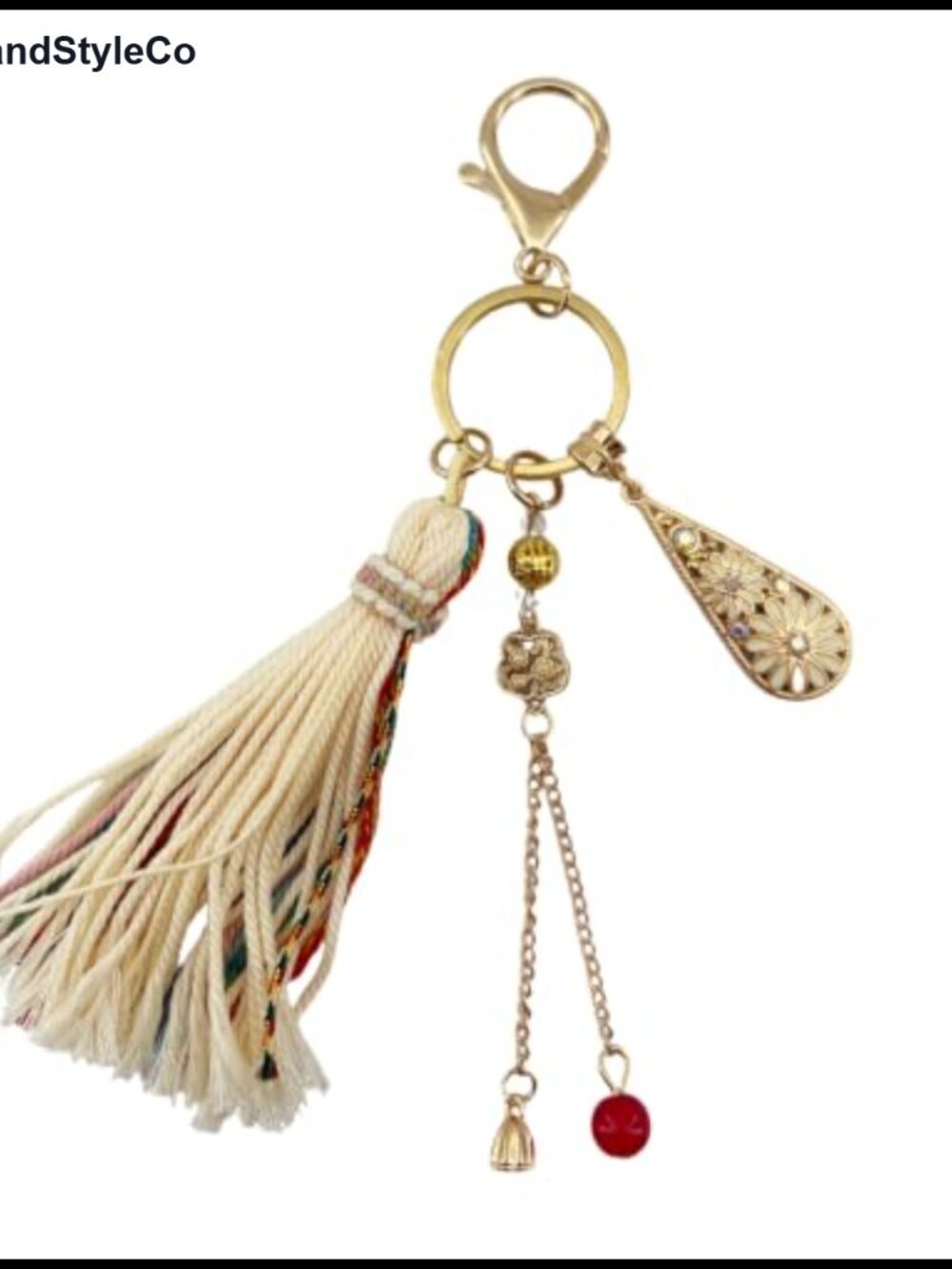 Boho Brass Keychain Tassel Purse Charm Handbag Accessory
